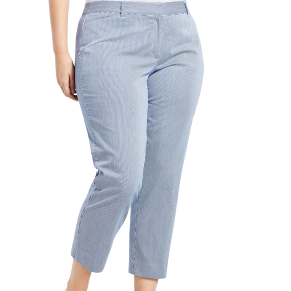Talbots Pants - Talbots The Perfect Crop Pants Blue White Striped